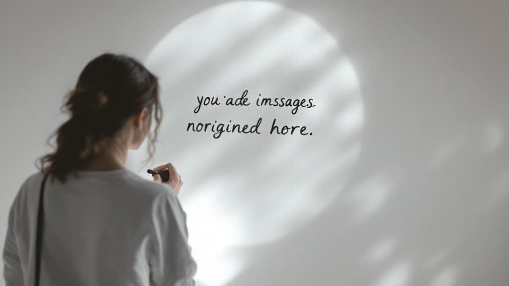 Une personne écrivant des idées de contenu sur des post-its, illustrant la planification stratégique.